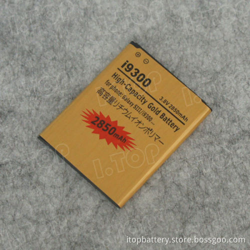3.7V 2850mAh Gold Battery for Samsung Galaxy S3 i9300,made in china